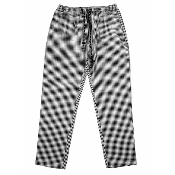 Mens Pants Joggers Black White Check Drawstring Loose Harem Casual Beach Medium
